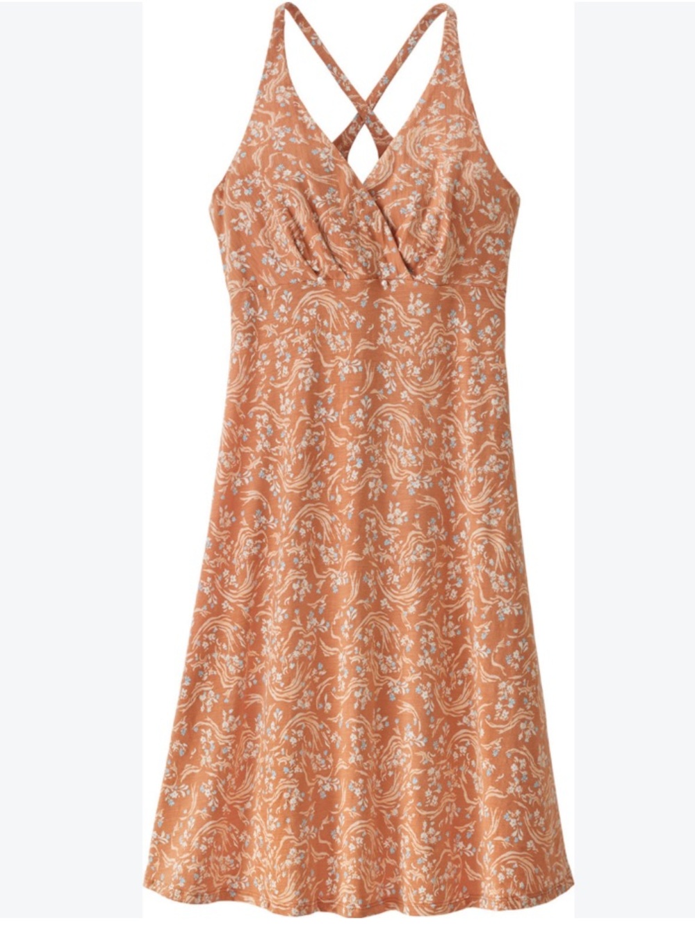 Patagonia Orange Floral V-Neck Dress